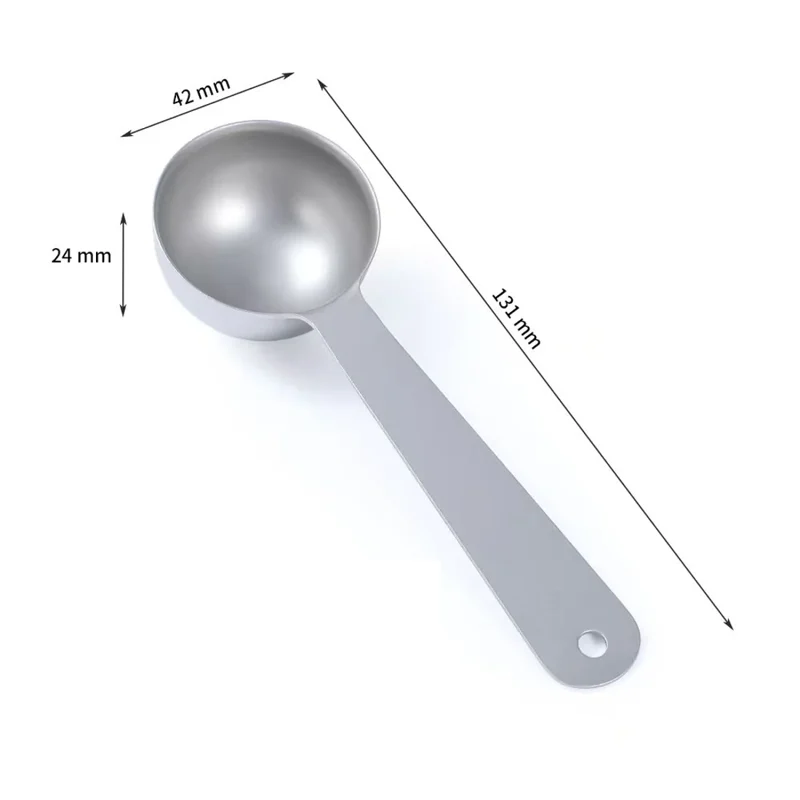 BS2523 20 ml stainless steel scoop with a deep round bowl, 131 mm long