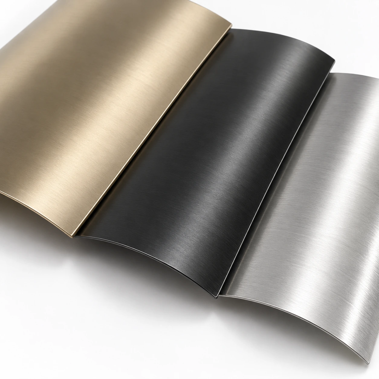 Gold, black and silver color finish samples